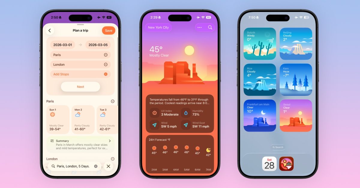 Инди-приложение в центре внимания: «Weather mini» — прогнозы для путешествий и не только в красивом дизайне