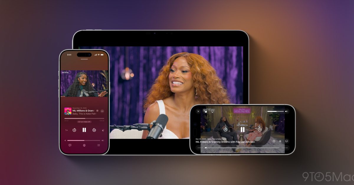 Пользователи iOS 26.4 могут опробовать новый видеоплеер Apple Podcasts на этих шоу