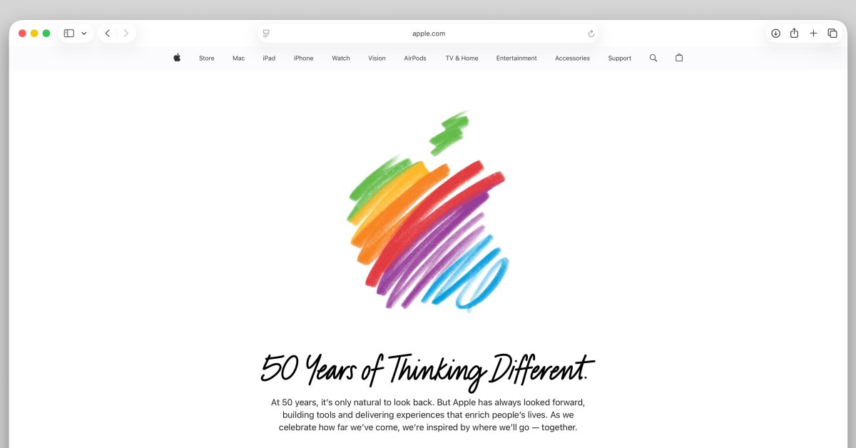 Apple отмечает 50-летие специальной анимированной главной страницей